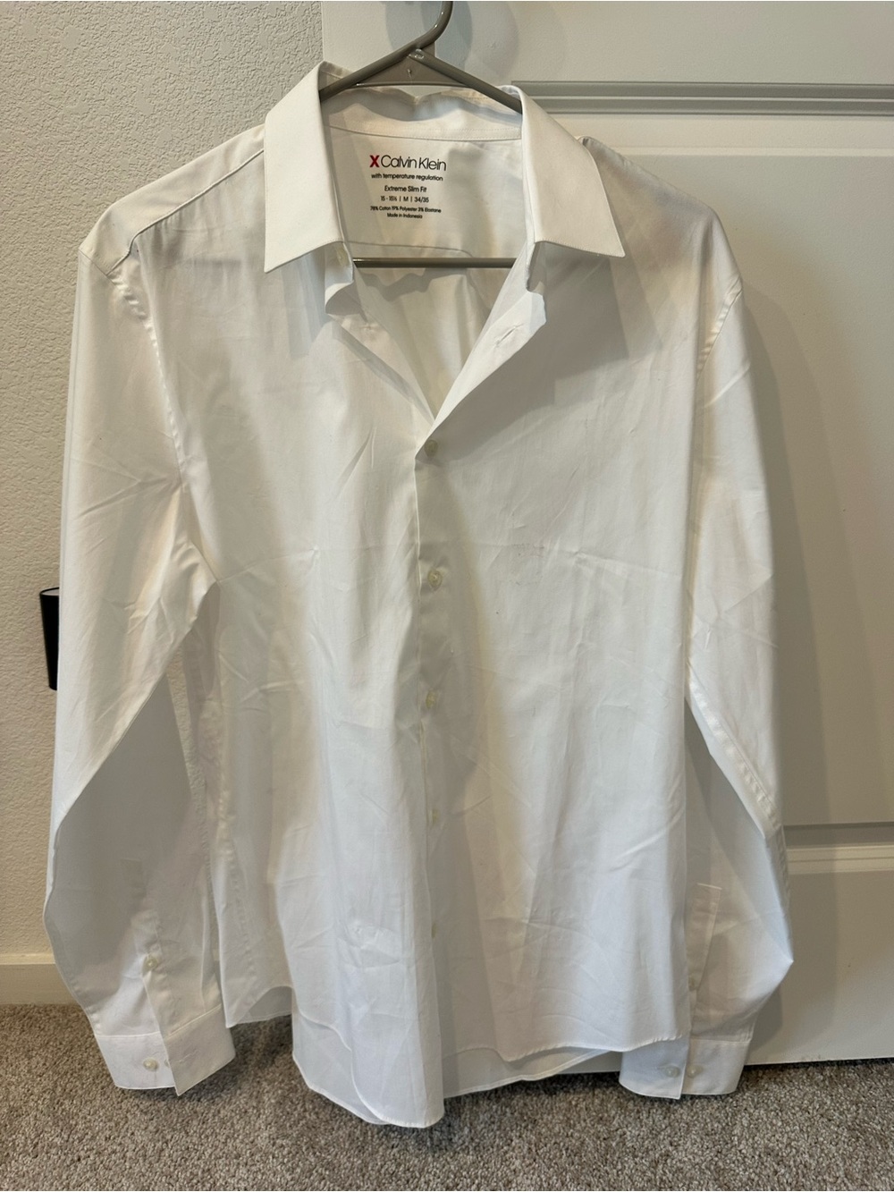 Calvin Klein Men's White Long-Sleeve Dress Shirt